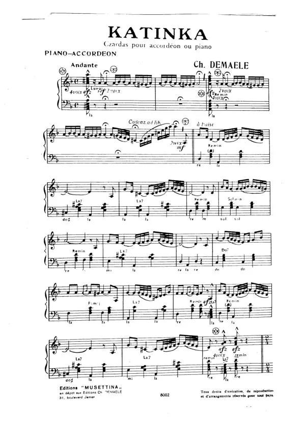 télécharger la partition d'accordéon Katinka (1er + 2ème + 3ème Accordéon) (Czardas) au format PDF