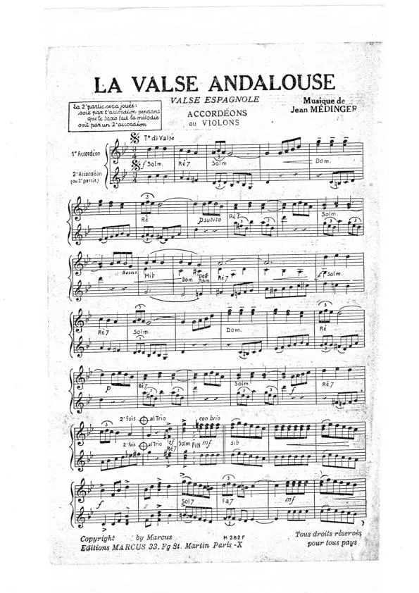 télécharger la partition d'accordéon La valse Andalouse (Duo d'Accordéons) au format PDF