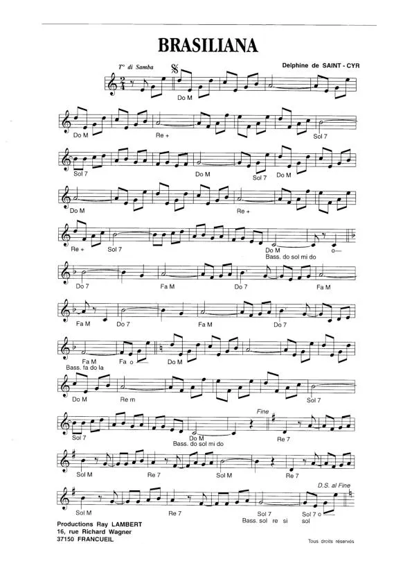 télécharger la partition d'accordéon Brasiliana (Samba) au format PDF