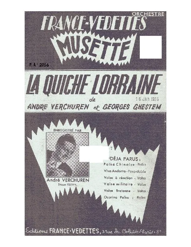 télécharger la partition d'accordéon La quiche Lorraine (Valse) au format PDF
