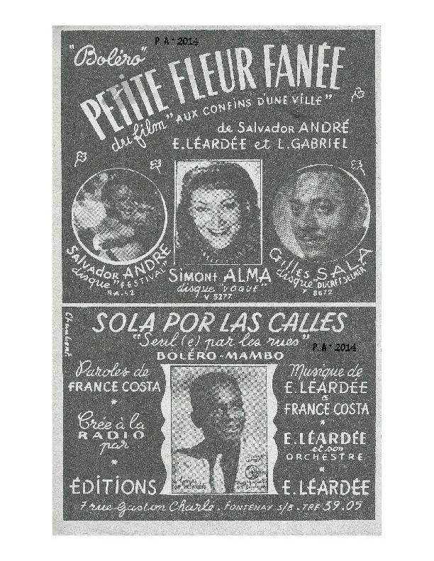 télécharger la partition d'accordéon Petite fleur fanée (Du film : Aux confins d'une ville) (Boléro) au format PDF
