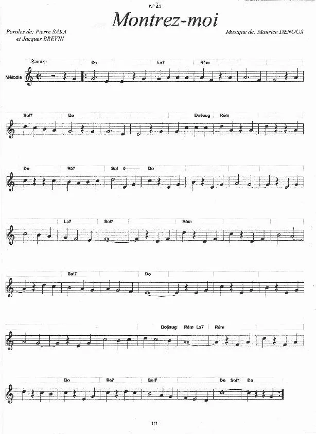 télécharger la partition d'accordéon Montrez Moi (Samba) au format PDF