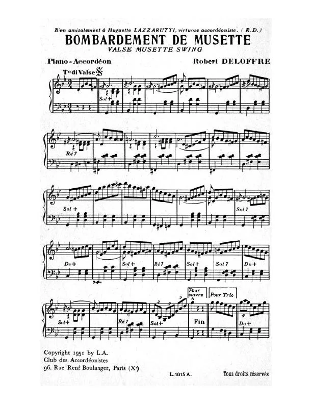 télécharger la partition d'accordéon Bombardement de musette (Valse Musette Swing) au format PDF