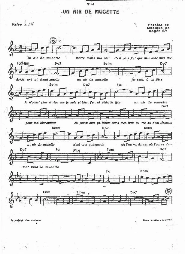 télécharger la partition d'accordéon Un air de musette (Valse) au format PDF