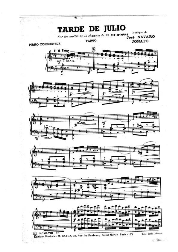 télécharger la partition d'accordéon Tarde de julio (Tango) au format PDF