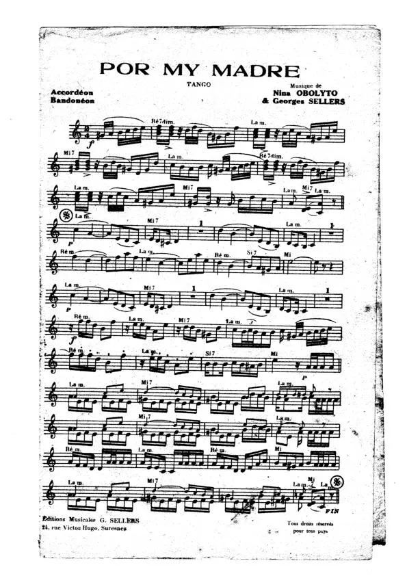 télécharger la partition d'accordéon Por my Madre (Tango) au format PDF