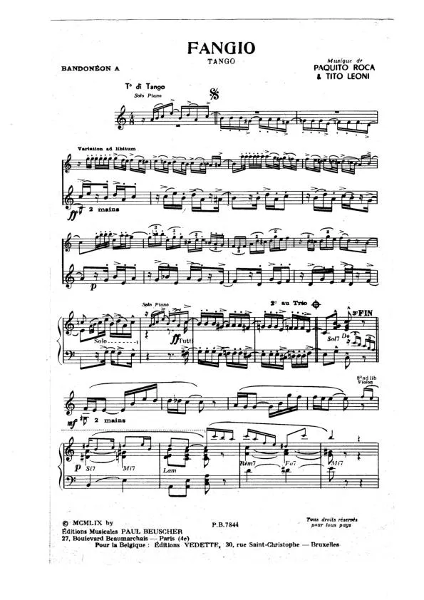 télécharger la partition d'accordéon Fangio (Duo d'Accordéons) (Tango) au format PDF