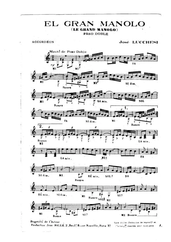 télécharger la partition d'accordéon El gran Manolo (Le grand Manolo) (Paso Doble) au format PDF