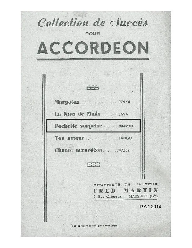 télécharger la partition d'accordéon Pochette Surprise (Java Mazurka) au format PDF