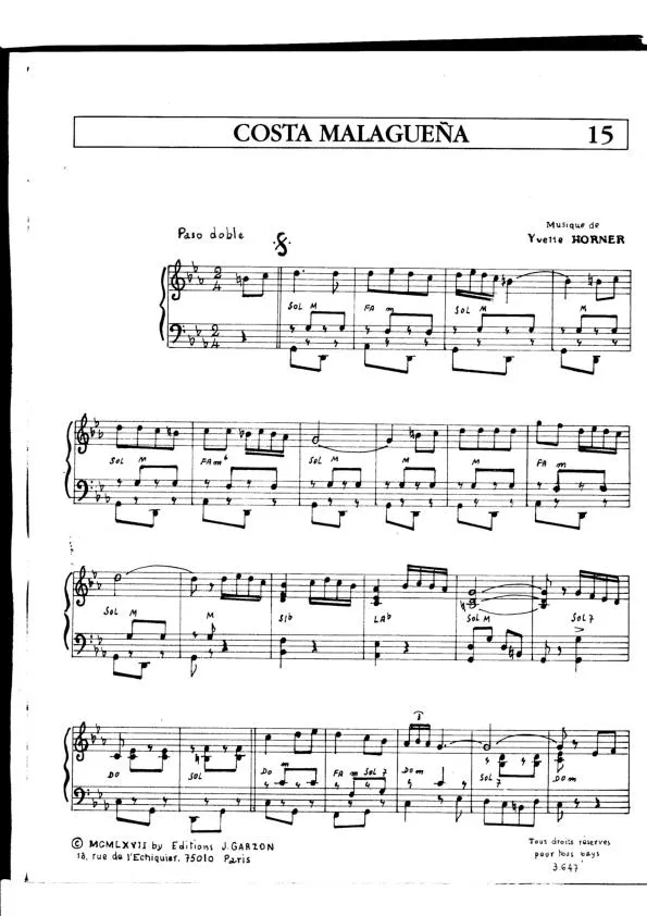télécharger la partition d'accordéon Costa Malagueña (Paso Doble) au format PDF
