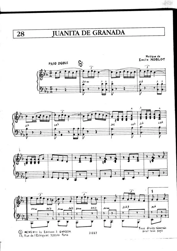 télécharger la partition d'accordéon Juanita de Granada (Paso Doble) au format PDF