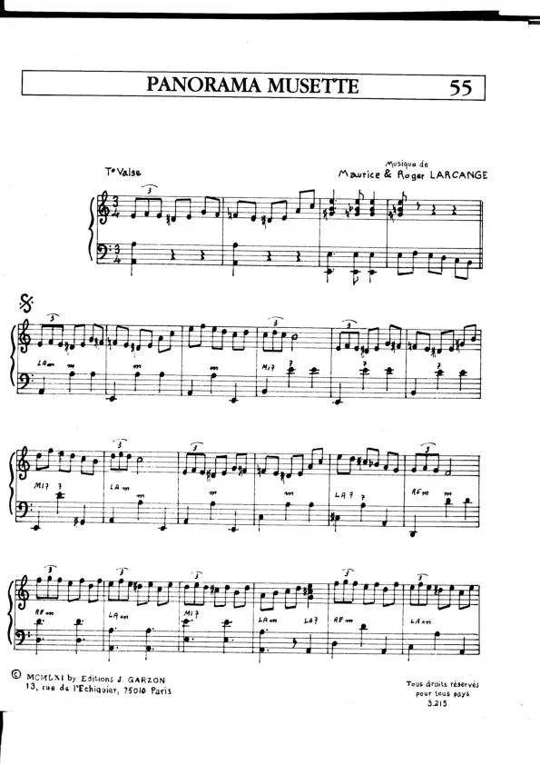 télécharger la partition d'accordéon Panorama Musette (Valse) au format PDF