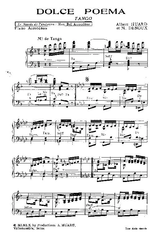 télécharger la partition d'accordéon Dolce Poema (Tango) au format PDF