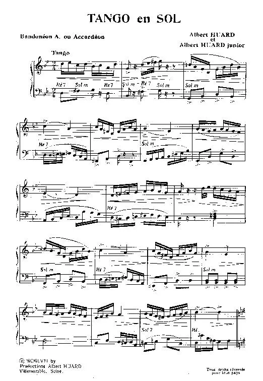 télécharger la partition d'accordéon Tango en sol (Orchestration Complète) au format PDF