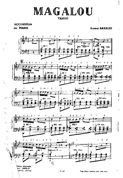 télécharger la partition d'accordéon Magalou (Tango) au format PDF