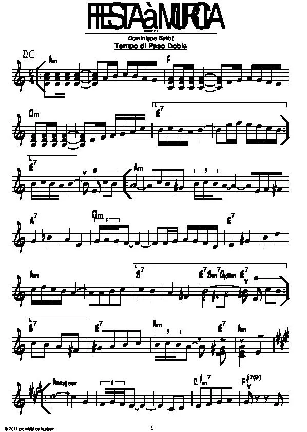 télécharger la partition d'accordéon Fiesta à Murcia (Paso Doble) au format PDF