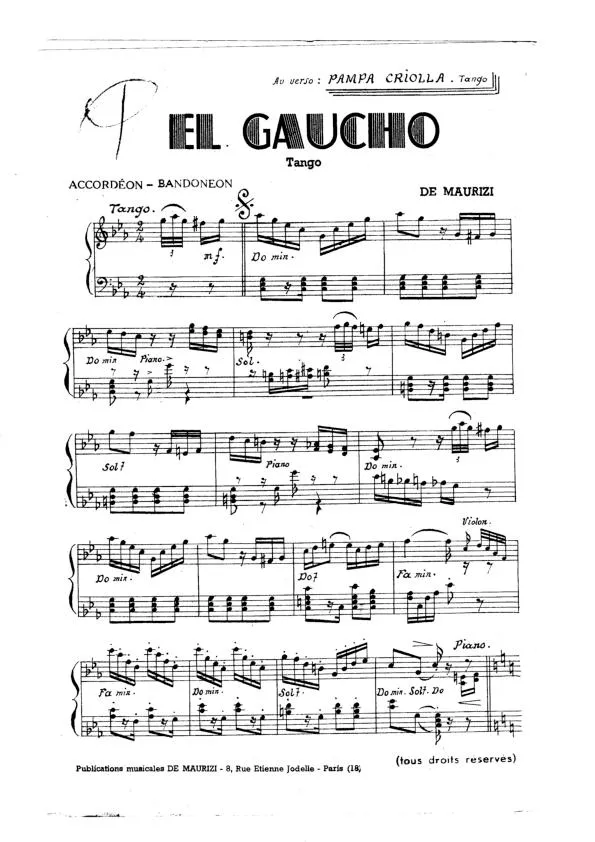 télécharger la partition d'accordéon El Gaucho (Tango) au format PDF