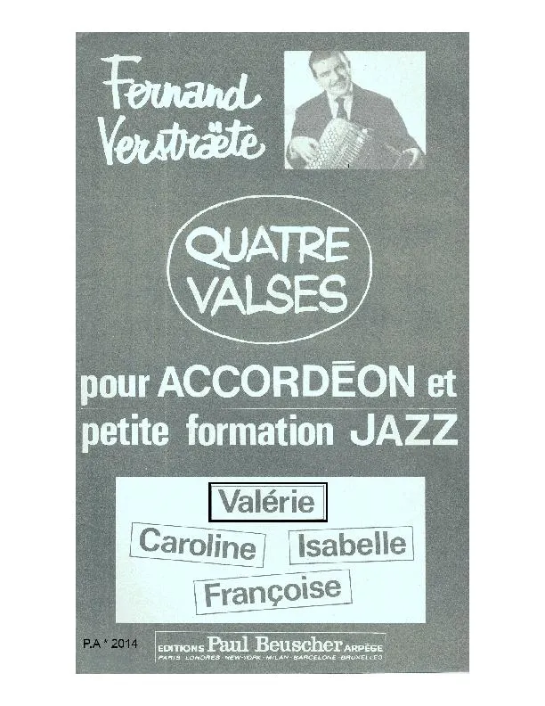 télécharger la partition d'accordéon Valérie (Valse Jazz) au format PDF