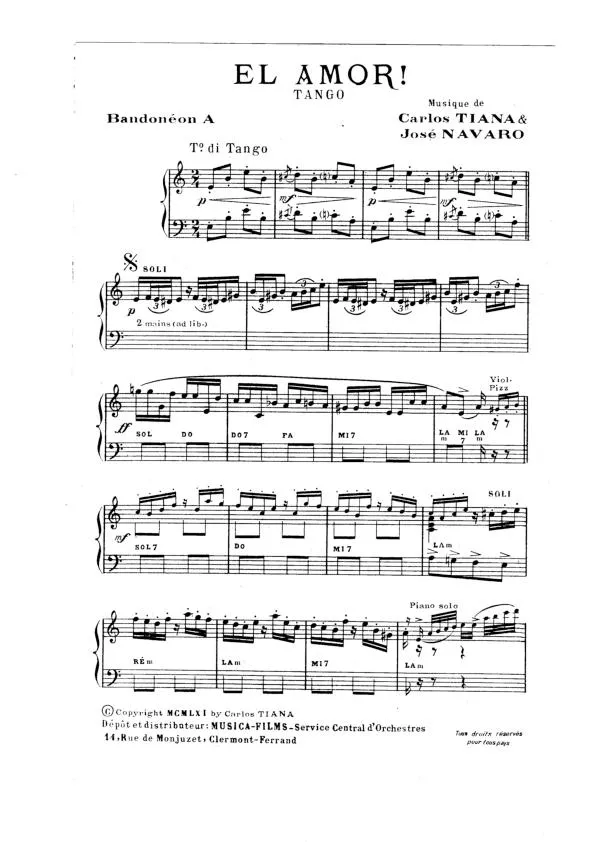 télécharger la partition d'accordéon El Amor (Bandonéon A + B) (Tango) au format PDF