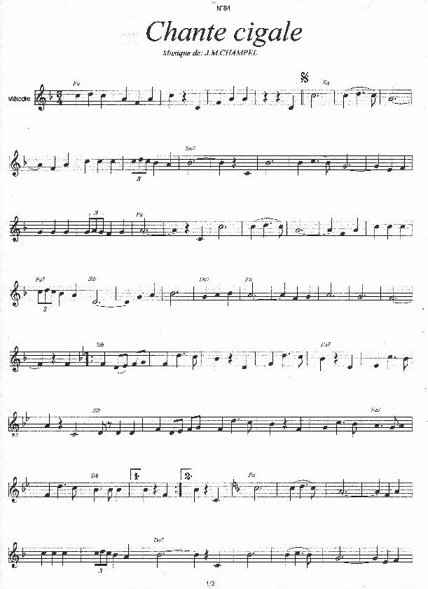 télécharger la partition d'accordéon Chante cigale (Valse) au format PDF