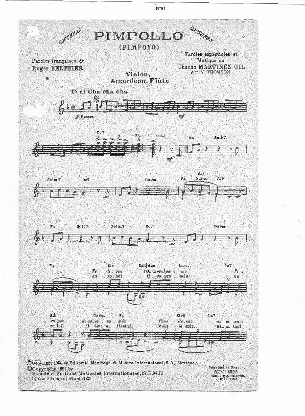 télécharger la partition d'accordéon Pimpollo (Pimpoyo) (Arrangement Yvonne Thomson) (Cha Cha Cha) au format PDF