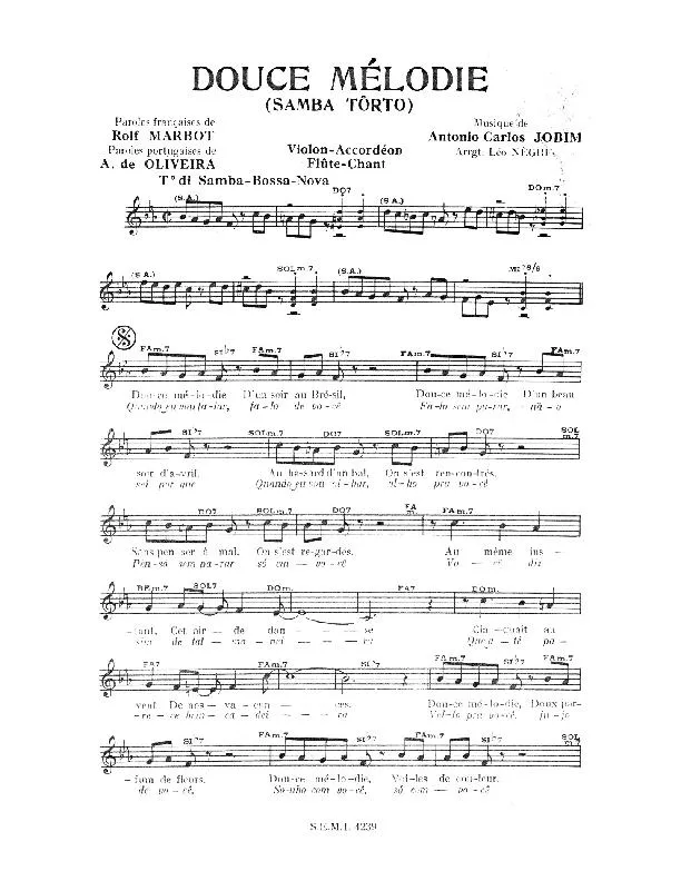 télécharger la partition d'accordéon Douce Mélodie (Samba Torto) (Samba Bossa Nova) au format PDF