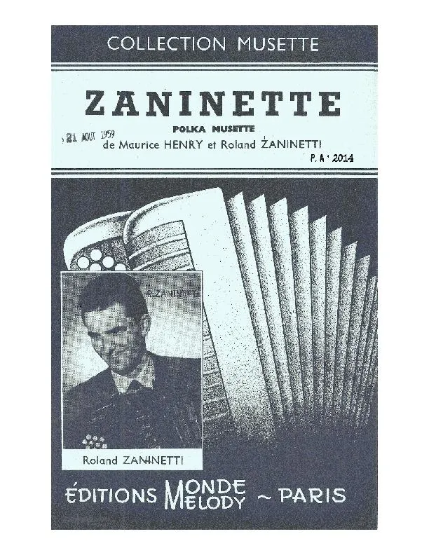télécharger la partition d'accordéon Zaninette (Polka Musette) au format PDF