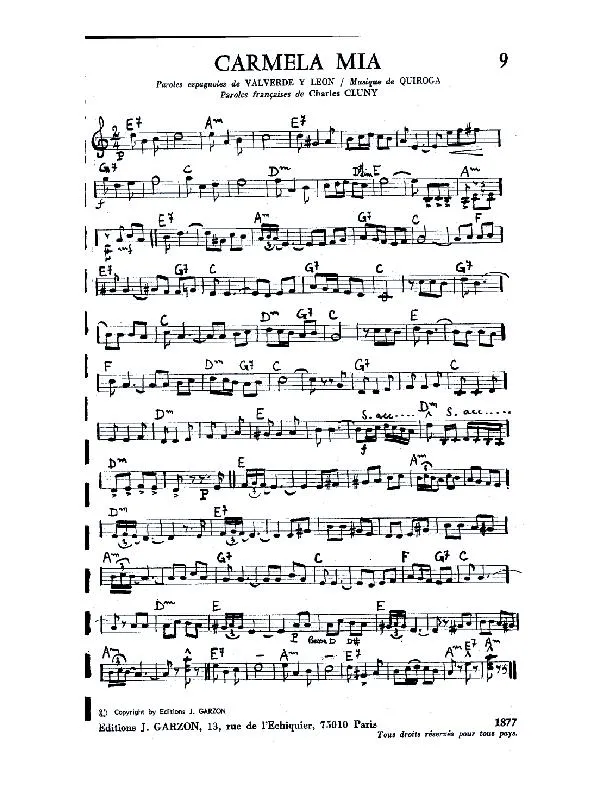 télécharger la partition d'accordéon Carmela Mia (Paso Doble) au format PDF