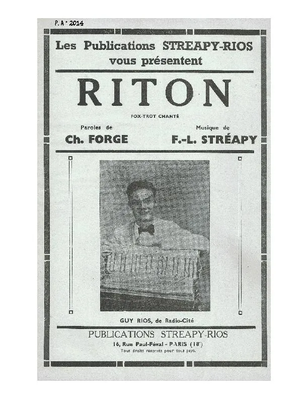 télécharger la partition d'accordéon Riton (Fox Trot Chanté) au format PDF