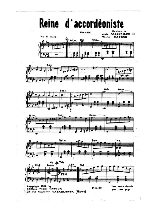 télécharger la partition d'accordéon Reine d'accordéoniste (Valse) au format PDF