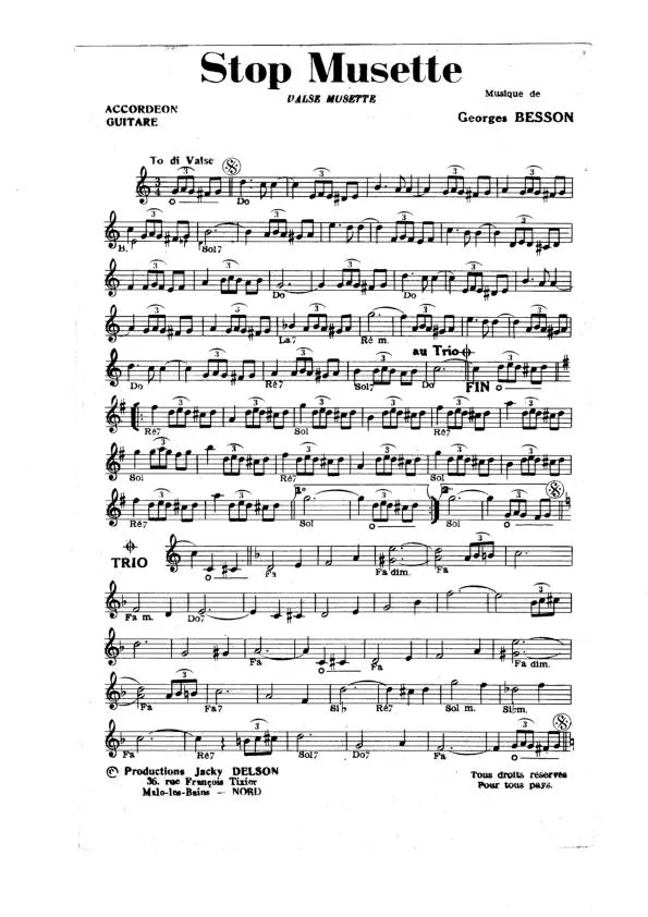 télécharger la partition d'accordéon Stop Musette (Valse Musette) au format PDF