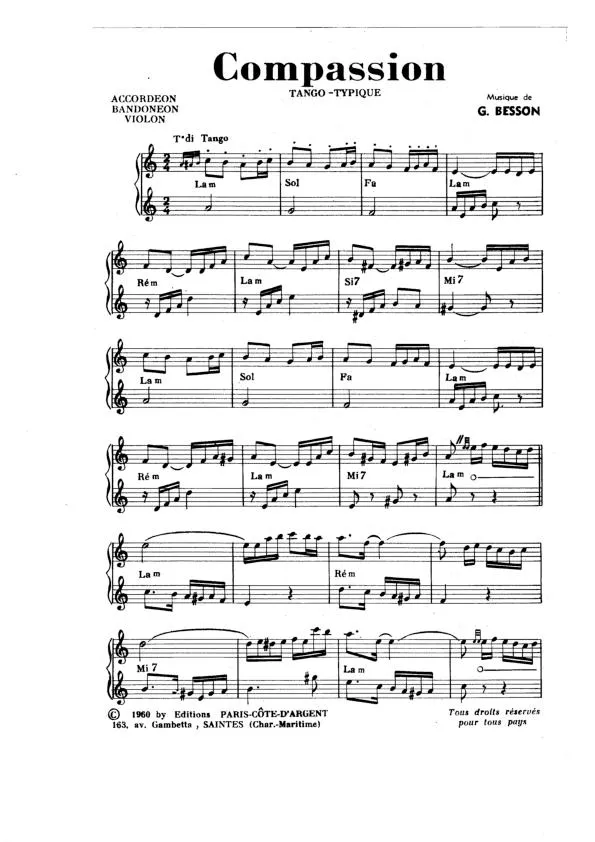 télécharger la partition d'accordéon Compassion (Tango Typique) au format PDF