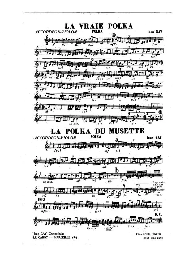 télécharger la partition d'accordéon La vraie polka + La polka du musette (Orchestrations) au format PDF