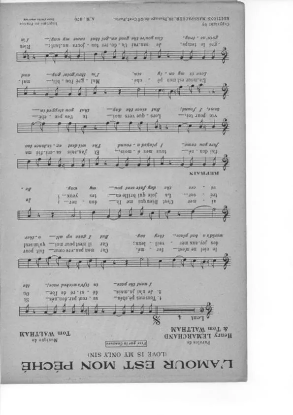 télécharger la partition d'accordéon L'amour est mon péché (Love is my only sin) au format PDF