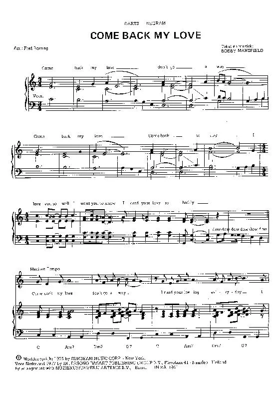 télécharger la partition d'accordéon Come back my love au format PDF