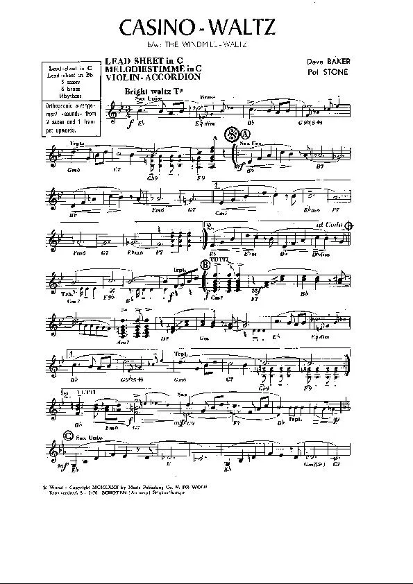télécharger la partition d'accordéon Casino Waltz (The Windmill Waltz) au format PDF