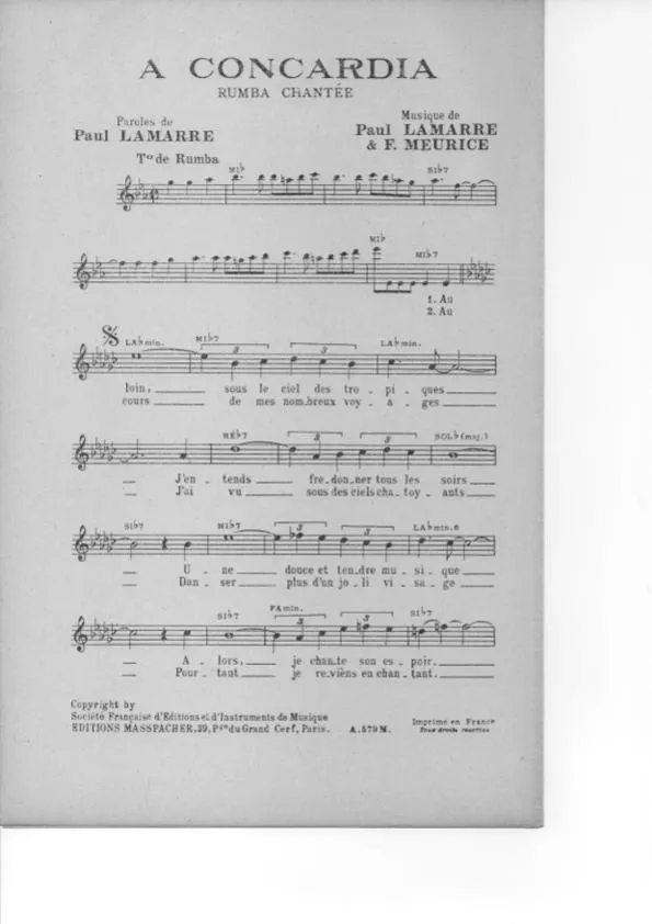 télécharger la partition d'accordéon A Concardia (Rumba Chantée) au format PDF