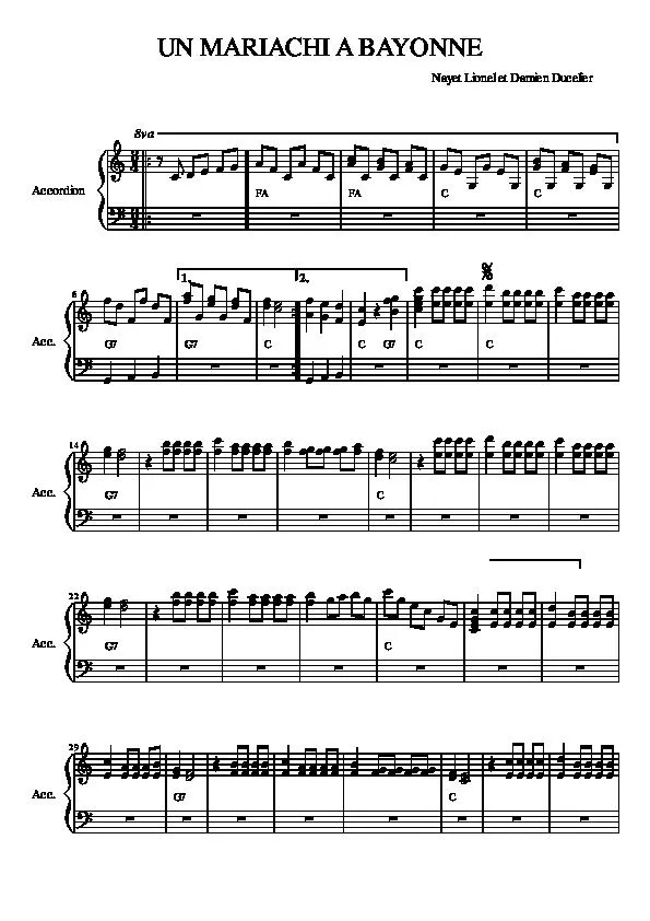 télécharger la partition d'accordéon Un mariachi à Bayonne au format PDF