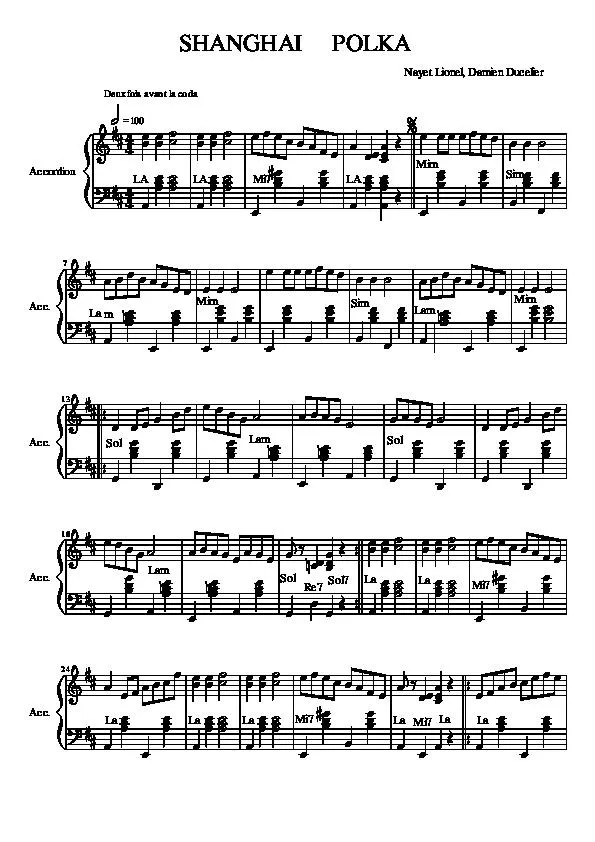 télécharger la partition d'accordéon Shangaï Polka au format PDF