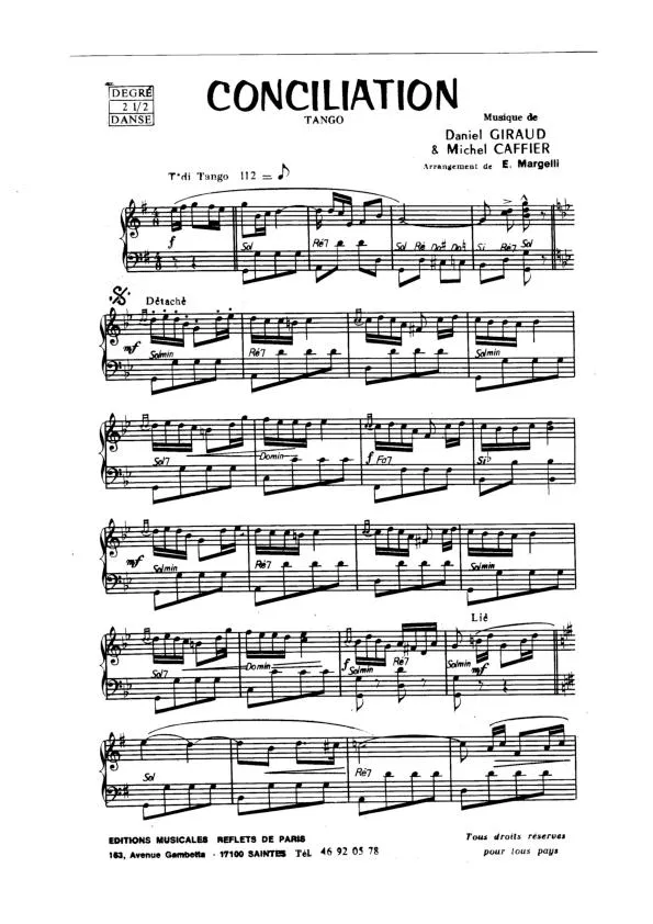 télécharger la partition d'accordéon Conciliation (Tango) au format PDF