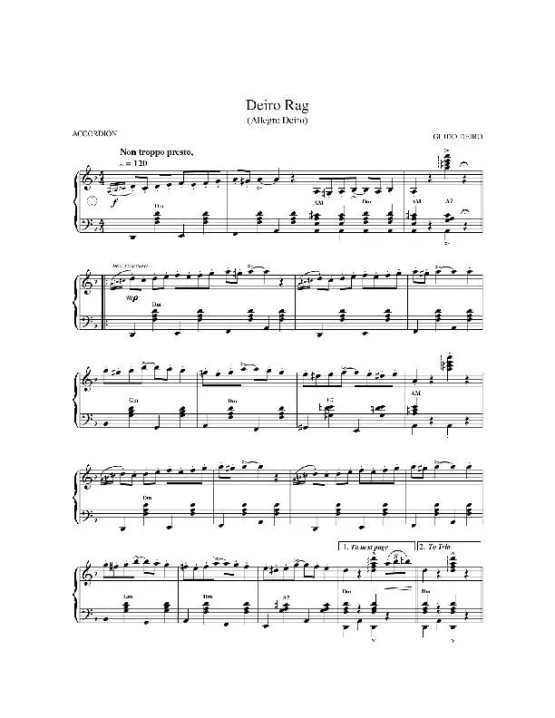 télécharger la partition d'accordéon Deiro Rag (Allegro Deiro) au format PDF