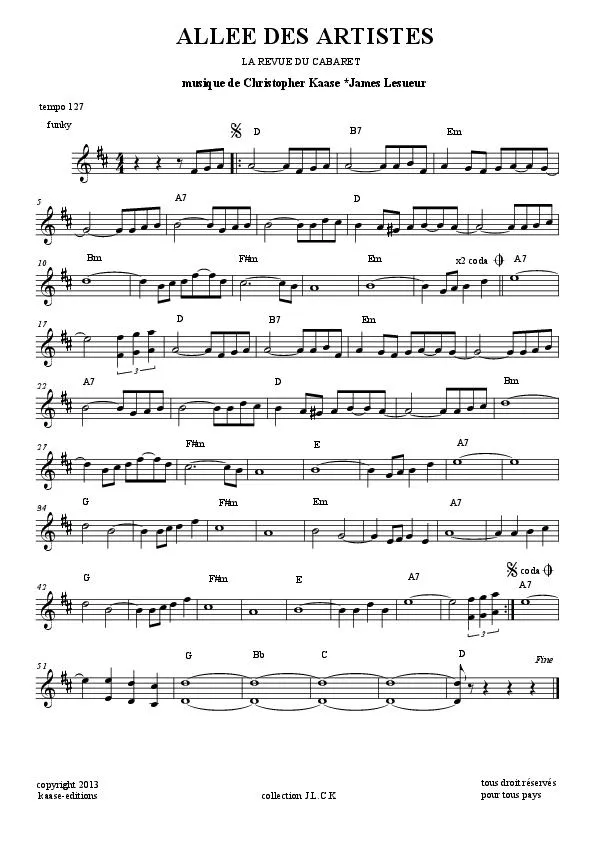 télécharger la partition d'accordéon Allée des artistes (La revue du cabaret) (Funky) au format PDF