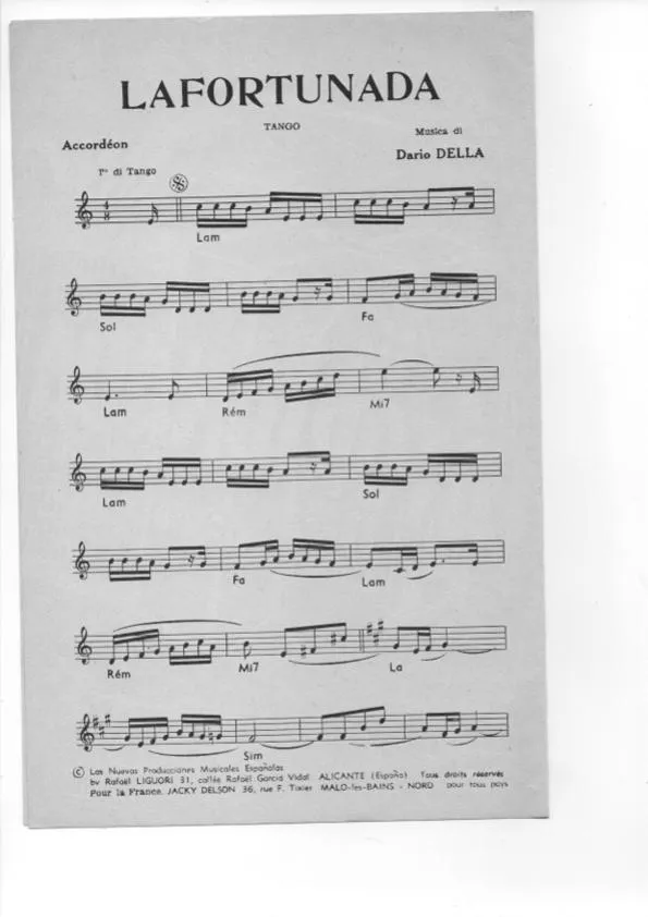 télécharger la partition d'accordéon La Fortunada (Tango) au format PDF