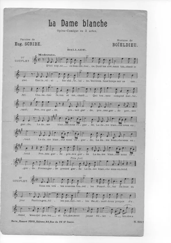 télécharger la partition d'accordéon La dame blanche (Ballade Chantée) au format PDF