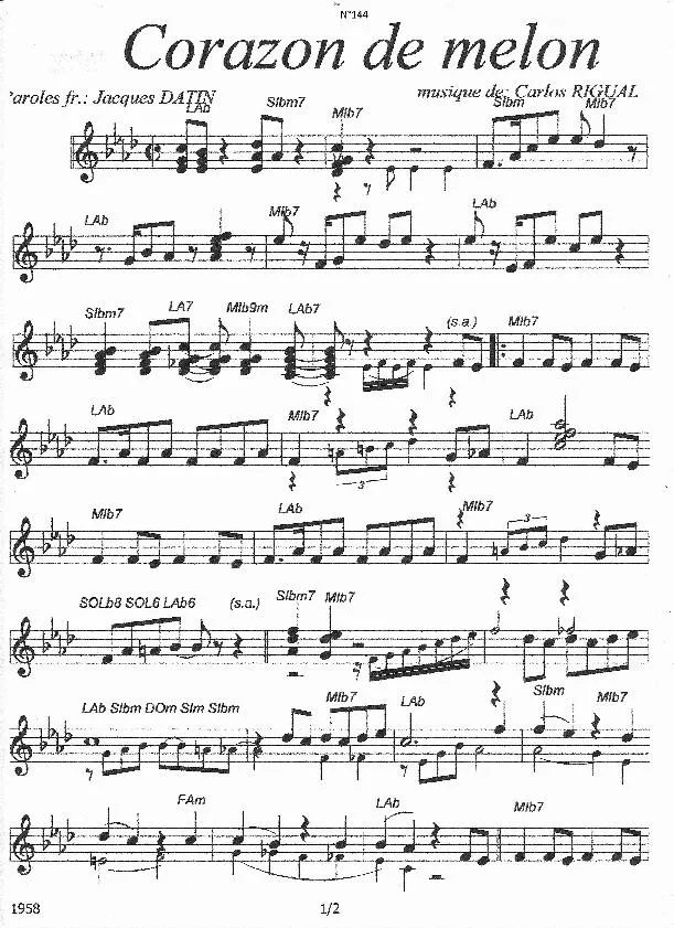 télécharger la partition d'accordéon Corazon de melon (Cha Cha) au format PDF