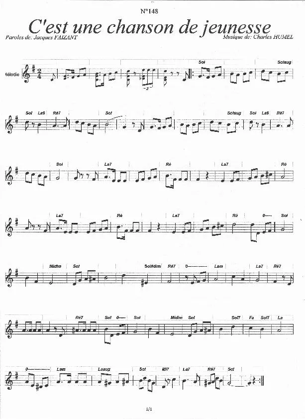 télécharger la partition d'accordéon C'est une chanson de jeunesse (Marche) au format PDF