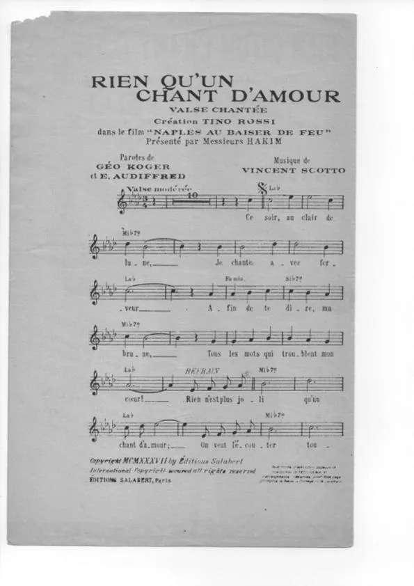 télécharger la partition d'accordéon Rien qu'un chant d'amour (Du film : Naples au baiser de feu) (Valse Chantée) au format PDF