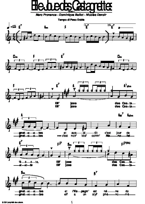télécharger la partition d'accordéon Elle joue des castagnettes (Paso Doble) au format PDF