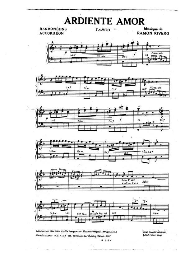 télécharger la partition d'accordéon Ardiente Amor (Tango) au format PDF
