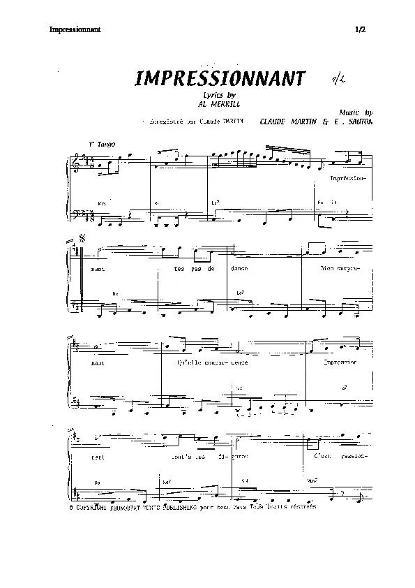 télécharger la partition d'accordéon Impressionnant (Tango) au format PDF